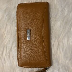 Zippered Leather Brown Wallet
